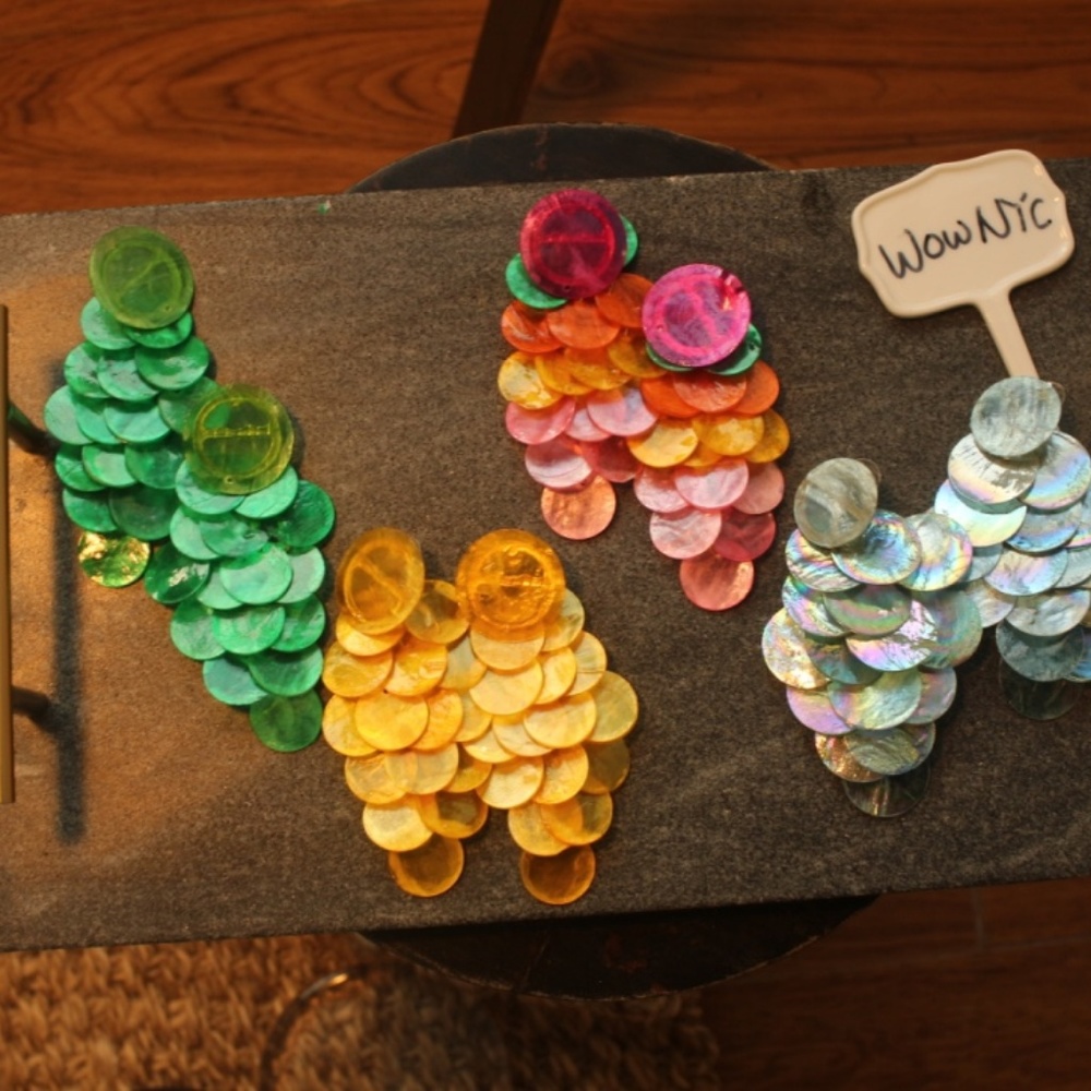 Colorful Layered Disc Earrings - Picture 6 of 7